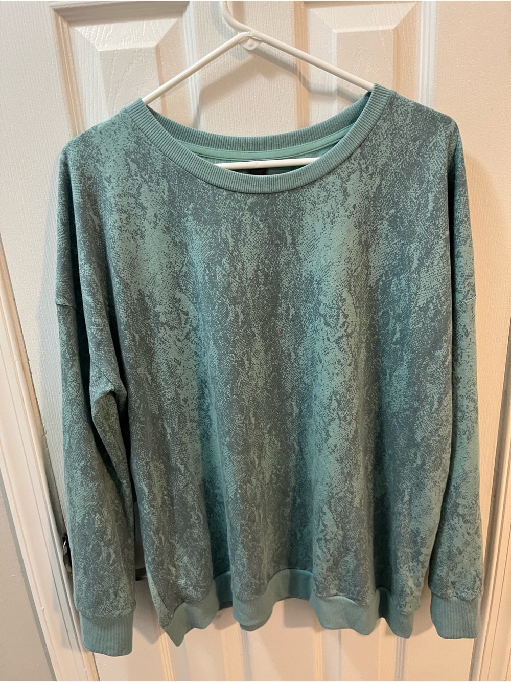 Mondetta Seafoam Green Patterned Crewneck Long Sleeve Soft Cozy Top Size XL